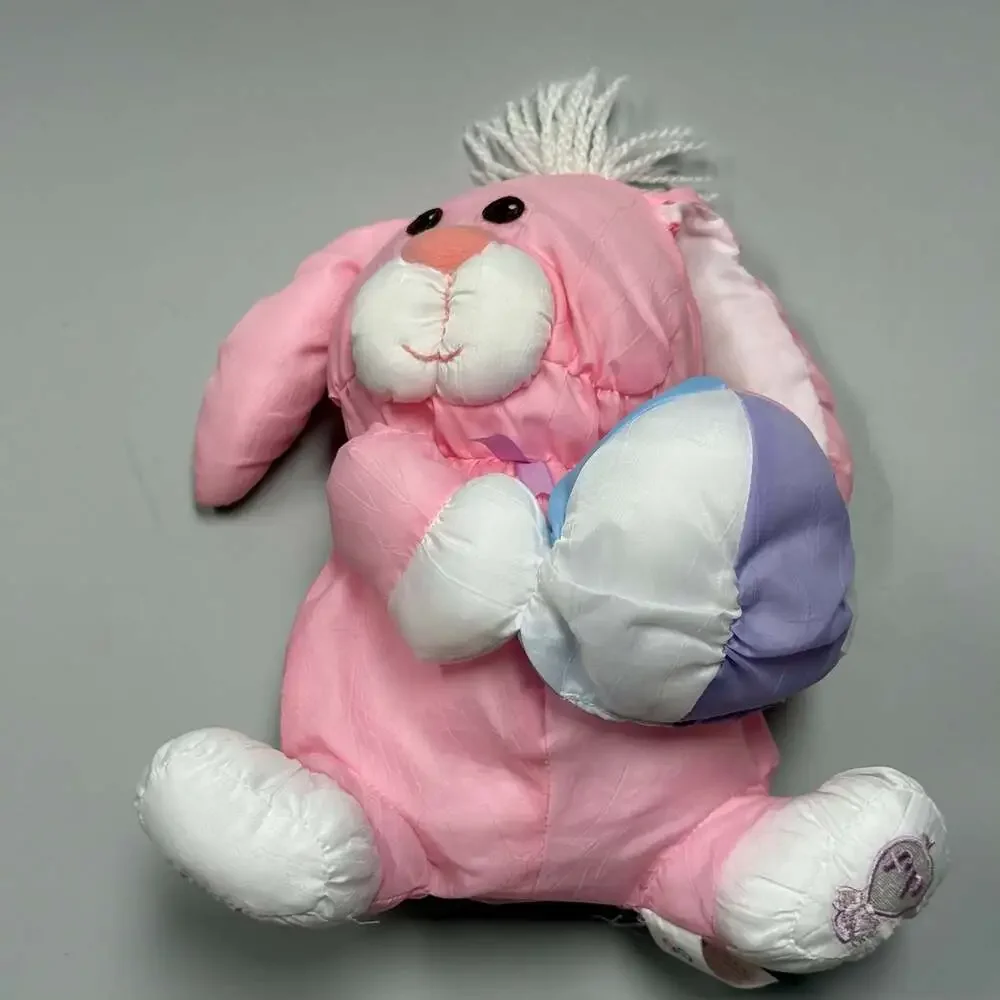 Vintage 1988 Fisher Price Puffalump Pink Bunny Rabbit Easter Egg Plush 8026 80s